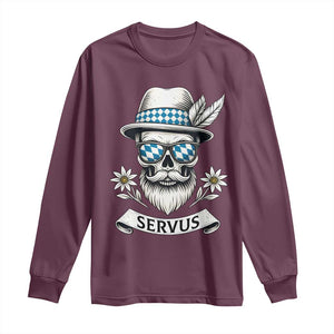 Bavarian Skull Servus Oktoberfest Long Sleeve Shirt Cool Alpine Hat Tyrolean German Tradition Style TS02 Maroon Print Your Wear
