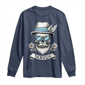 Bavarian Skull Servus Oktoberfest Long Sleeve Shirt Cool Alpine Hat Tyrolean German Tradition Style TS02 Navy Print Your Wear