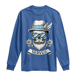 Bavarian Skull Servus Oktoberfest Long Sleeve Shirt Cool Alpine Hat Tyrolean German Tradition Style TS02 Royal Blue Print Your Wear
