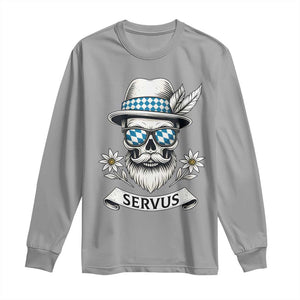 Bavarian Skull Servus Oktoberfest Long Sleeve Shirt Cool Alpine Hat Tyrolean German Tradition Style TS02 Sport Gray Print Your Wear