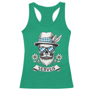 Bavarian Skull Servus Oktoberfest Racerback Tank Top Cool Alpine Hat Tyrolean German Tradition Style TS02 Irish Green Print Your Wear