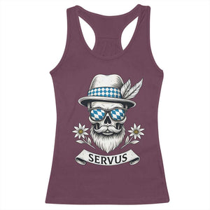 Bavarian Skull Servus Oktoberfest Racerback Tank Top Cool Alpine Hat Tyrolean German Tradition Style TS02 Maroon Print Your Wear