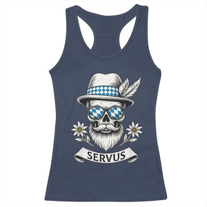 Bavarian Skull Servus Oktoberfest Racerback Tank Top Cool Alpine Hat Tyrolean German Tradition Style TS02 Navy Print Your Wear