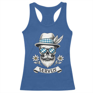 Bavarian Skull Servus Oktoberfest Racerback Tank Top Cool Alpine Hat Tyrolean German Tradition Style TS02 Royal Blue Print Your Wear