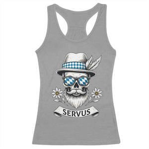 Bavarian Skull Servus Oktoberfest Racerback Tank Top Cool Alpine Hat Tyrolean German Tradition Style TS02 Sport Gray Print Your Wear