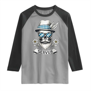 Bavarian Skull Servus Oktoberfest Raglan Shirt Cool Alpine Hat Tyrolean German Tradition Style TS02 Sport Gray Black Print Your Wear