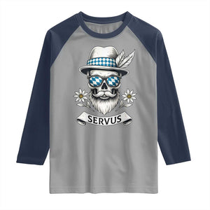 Bavarian Skull Servus Oktoberfest Raglan Shirt Cool Alpine Hat Tyrolean German Tradition Style TS02 Sport Gray Navy Print Your Wear