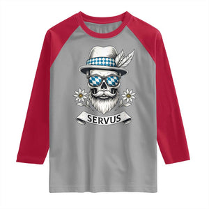 Bavarian Skull Servus Oktoberfest Raglan Shirt Cool Alpine Hat Tyrolean German Tradition Style TS02 Sport Gray Red Print Your Wear