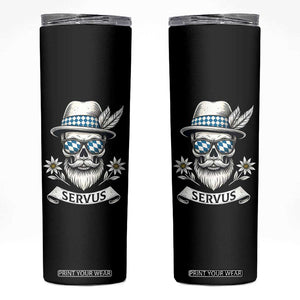 Bavarian Skull Servus Oktoberfest Skinny Tumbler Cool Alpine Hat Tyrolean German Tradition Style TS02 Black Print Your Wear