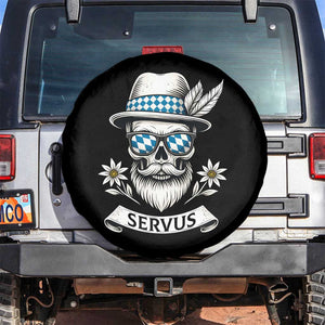Bavarian Skull Servus Oktoberfest Spare Tire Cover Cool Alpine Hat Tyrolean German Tradition Style TS02 No hole Black Print Your Wear