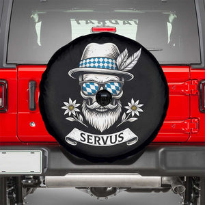 Bavarian Skull Servus Oktoberfest Spare Tire Cover Cool Alpine Hat Tyrolean German Tradition Style TS02 Black Print Your Wear