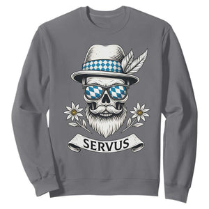 Bavarian Skull Servus Oktoberfest Sweatshirt Cool Alpine Hat Tyrolean German Tradition Style TS02 Charcoal Print Your Wear