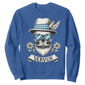 Bavarian Skull Servus Oktoberfest Sweatshirt Cool Alpine Hat Tyrolean German Tradition Style TS02 Royal Blue Print Your Wear