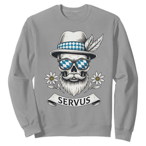 Bavarian Skull Servus Oktoberfest Sweatshirt Cool Alpine Hat Tyrolean German Tradition Style TS02 Sport Gray Print Your Wear