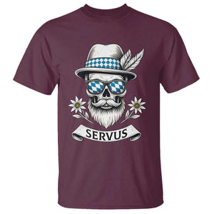 Bavarian Skull Servus Oktoberfest T Shirt Cool Alpine Hat Tyrolean German Tradition Style TS02 Maroon Print Your Wear