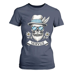 Bavarian Skull Servus Oktoberfest T Shirt For Women Cool Alpine Hat Tyrolean German Tradition Style TS02 Navy Print Your Wear