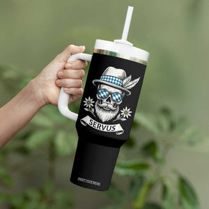 Bavarian Skull Servus Oktoberfest Tumbler With Handle Cool Alpine Hat Tyrolean German Tradition Style TS02 Print Your Wear