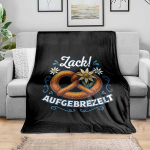 Zack Aufgebrezelt Oktoberfest Throw Blanket Funny Bavarian Pretzel Edelweiss Blue TS02 Print Your Wear
