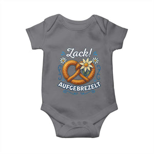 Zack Aufgebrezelt Oktoberfest Baby Onesie Funny Bavarian Pretzel Edelweiss Blue TS02 Charcoal Print Your Wear