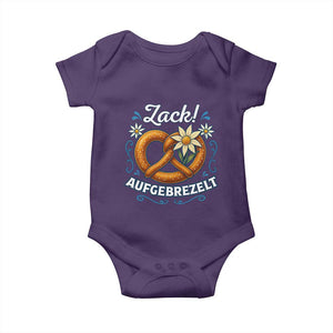 Zack Aufgebrezelt Oktoberfest Baby Onesie Funny Bavarian Pretzel Edelweiss Blue TS02 Purple Print Your Wear