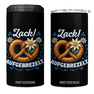 Zack Aufgebrezelt Oktoberfest 4 in 1 Can Cooler Tumbler Funny Bavarian Pretzel Edelweiss Blue TS02 One Size: 16 oz Black Print Your Wear