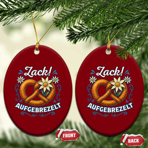 Zack Aufgebrezelt Oktoberfest Ceramic Ornament Funny Bavarian Pretzel Edelweiss Blue TS02 Print Your Wear