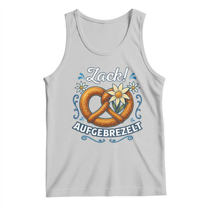 Zack Aufgebrezelt Oktoberfest Tank Top Funny Bavarian Pretzel Edelweiss Blue TS02 Ash Print Your Wear