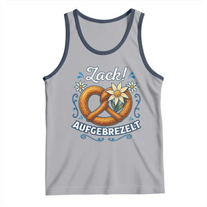 Zack Aufgebrezelt Oktoberfest Tank Top Funny Bavarian Pretzel Edelweiss Blue TS02 Athletic Heather Navy Print Your Wear
