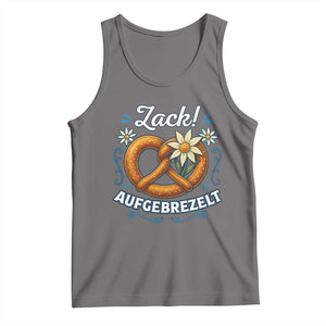 Zack Aufgebrezelt Oktoberfest Tank Top Funny Bavarian Pretzel Edelweiss Blue TS02 Deep Heather Print Your Wear