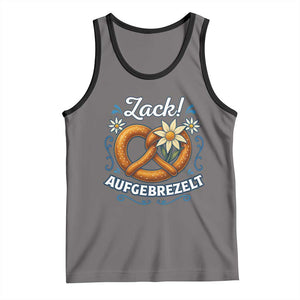 Zack Aufgebrezelt Oktoberfest Tank Top Funny Bavarian Pretzel Edelweiss Blue TS02 Deep Heather Black Print Your Wear