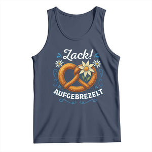 Zack Aufgebrezelt Oktoberfest Tank Top Funny Bavarian Pretzel Edelweiss Blue TS02 Navy Print Your Wear