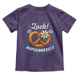 Zack Aufgebrezelt Oktoberfest Toddler T Shirt Funny Bavarian Pretzel Edelweiss Blue TS02 Purple Print Your Wear