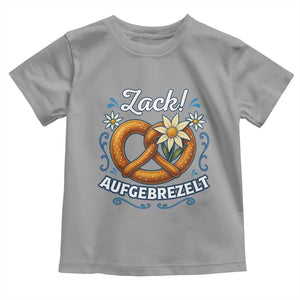 Zack Aufgebrezelt Oktoberfest Toddler T Shirt Funny Bavarian Pretzel Edelweiss Blue TS02 Sport Gray Print Your Wear