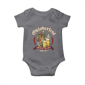 Oktoberfest Munchen Baby Onesie Munich Since 1810 Bavarian Lion and Beer TS02 Charcoal Print Your Wear