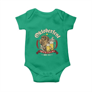 Oktoberfest Munchen Baby Onesie Munich Since 1810 Bavarian Lion and Beer TS02 Irish Green Print Your Wear
