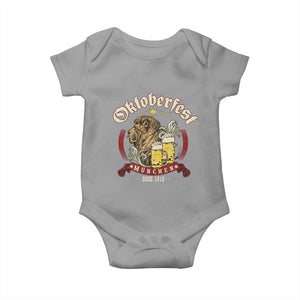 Oktoberfest Munchen Baby Onesie Munich Since 1810 Bavarian Lion and Beer TS02 Sport Gray Print Your Wear