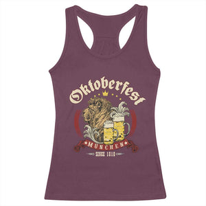 Oktoberfest Munchen Racerback Tank Top Munich Since 1810 Bavarian Lion and Beer TS02 Maroon Print Your Wear
