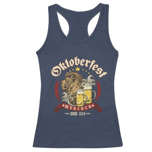 Oktoberfest Munchen Racerback Tank Top Munich Since 1810 Bavarian Lion and Beer TS02 Navy Print Your Wear