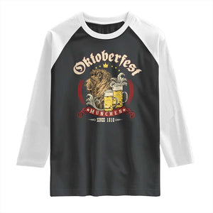 Oktoberfest Munchen Raglan Shirt Munich Since 1810 Bavarian Lion and Beer TS02 Black White Print Your Wear