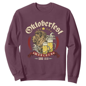 Oktoberfest Munchen Sweatshirt Munich Since 1810 Bavarian Lion and Beer TS02 Maroon Print Your Wear
