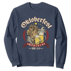 Oktoberfest Munchen Sweatshirt Munich Since 1810 Bavarian Lion and Beer TS02 Navy Print Your Wear