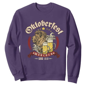 Oktoberfest Munchen Sweatshirt Munich Since 1810 Bavarian Lion and Beer TS02 Purple Print Your Wear