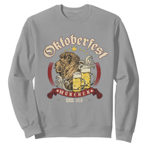 Oktoberfest Munchen Sweatshirt Munich Since 1810 Bavarian Lion and Beer TS02 Sport Gray Print Your Wear