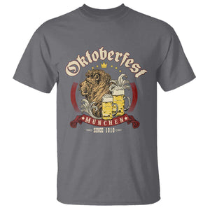 Oktoberfest Munchen T Shirt Munich Since 1810 Bavarian Lion and Beer TS02 Charcoal Print Your Wear