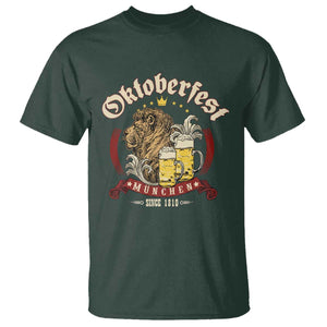Oktoberfest Munchen T Shirt Munich Since 1810 Bavarian Lion and Beer TS02 Dark Forest Green Print Your Wear