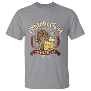 Oktoberfest Munchen T Shirt Munich Since 1810 Bavarian Lion and Beer TS02 Sport Gray Print Your Wear