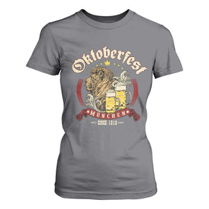 Oktoberfest Munchen T Shirt For Women Munich Since 1810 Bavarian Lion and Beer TS02 Charcoal Print Your Wear