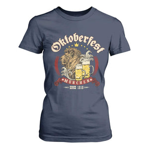 Oktoberfest Munchen T Shirt For Women Munich Since 1810 Bavarian Lion and Beer TS02 Navy Print Your Wear