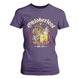 Oktoberfest Munchen T Shirt For Women Munich Since 1810 Bavarian Lion and Beer TS02 Purple Print Your Wear