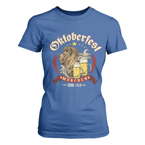 Oktoberfest Munchen T Shirt For Women Munich Since 1810 Bavarian Lion and Beer TS02 Royal Blue Print Your Wear
